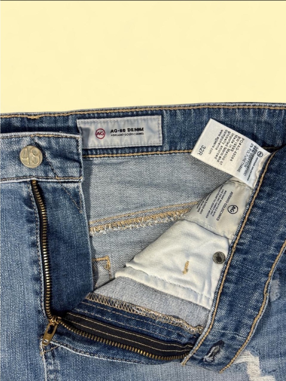 AG Adriano Goldschmied Blue Distressed Denim Mini Skirt - Picture 3 of 7